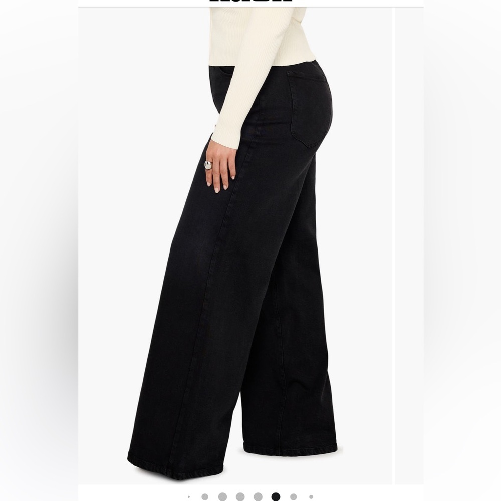 Good American Soft tech good waist Black Wide-Leg High-Waist Palazzo jeans - Picture 5 of 14